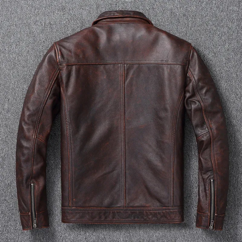 100% Natural Leather Jacket Men