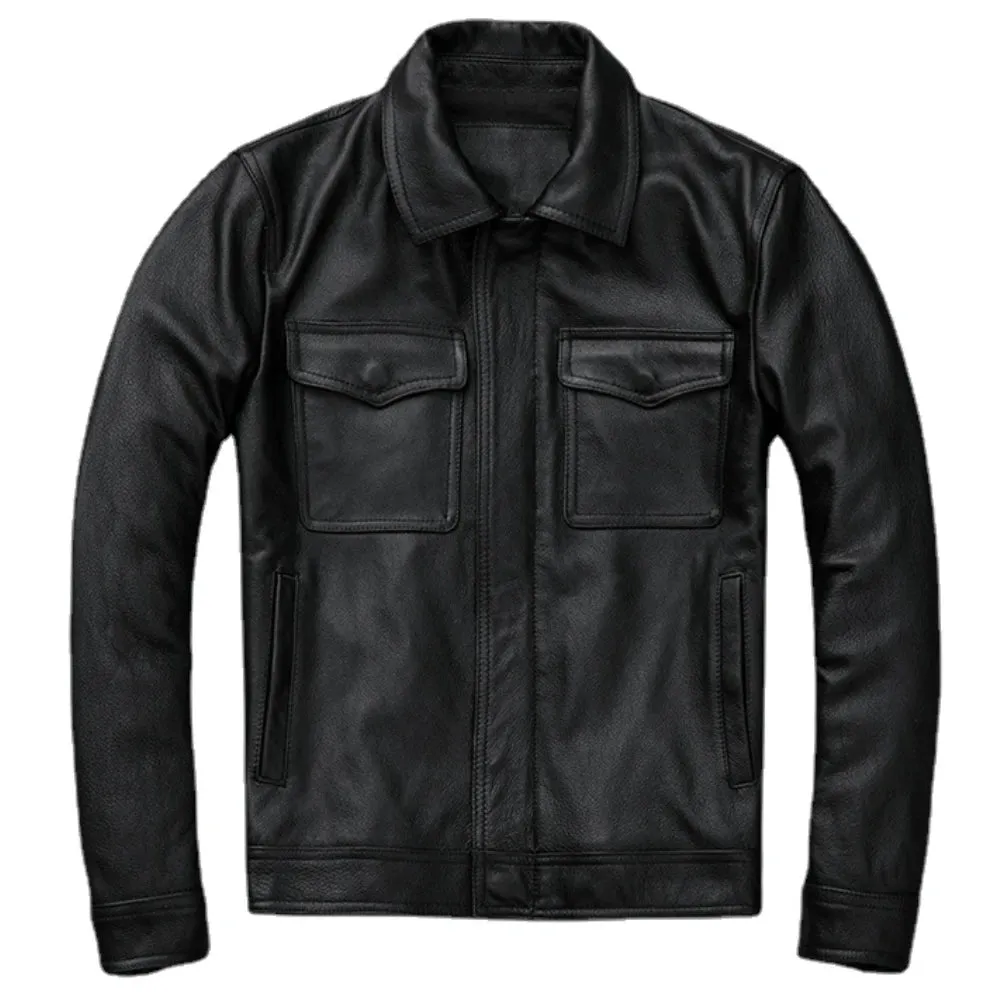 100% Natural Leather Jacket Men
