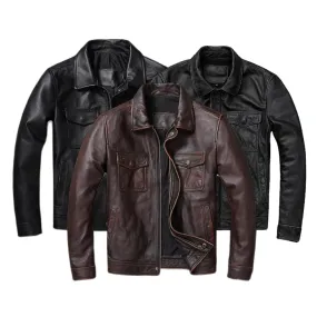 100% Natural Leather Jacket Men