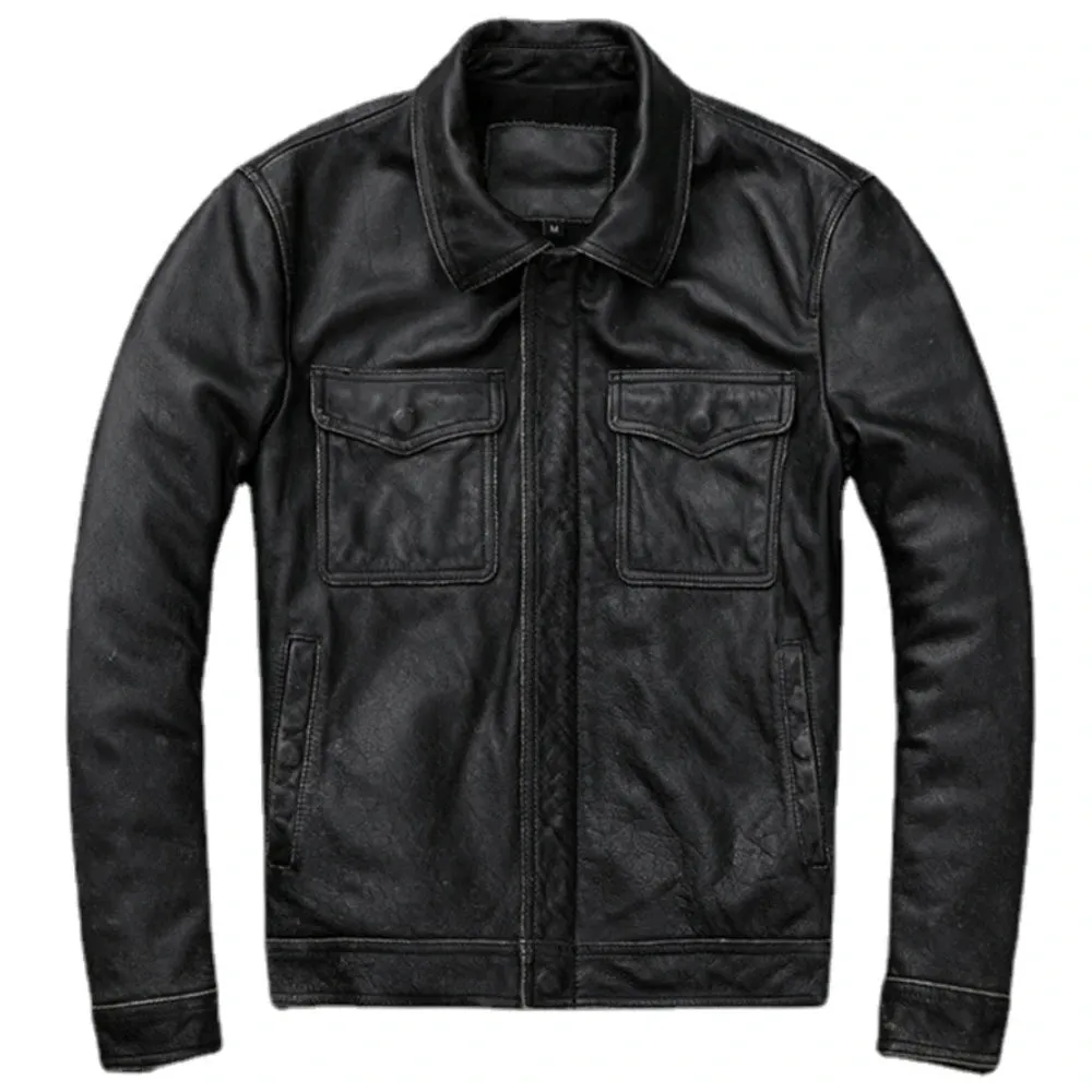 100% Natural Leather Jacket Men