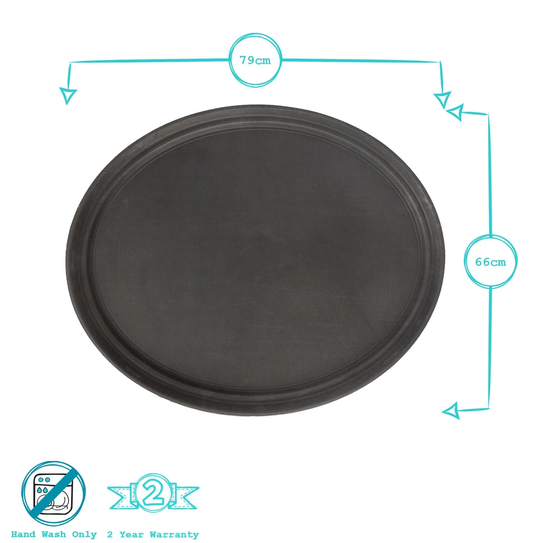 79cm Black Oval Non-Slip Serving Tray - By Argon Tableware