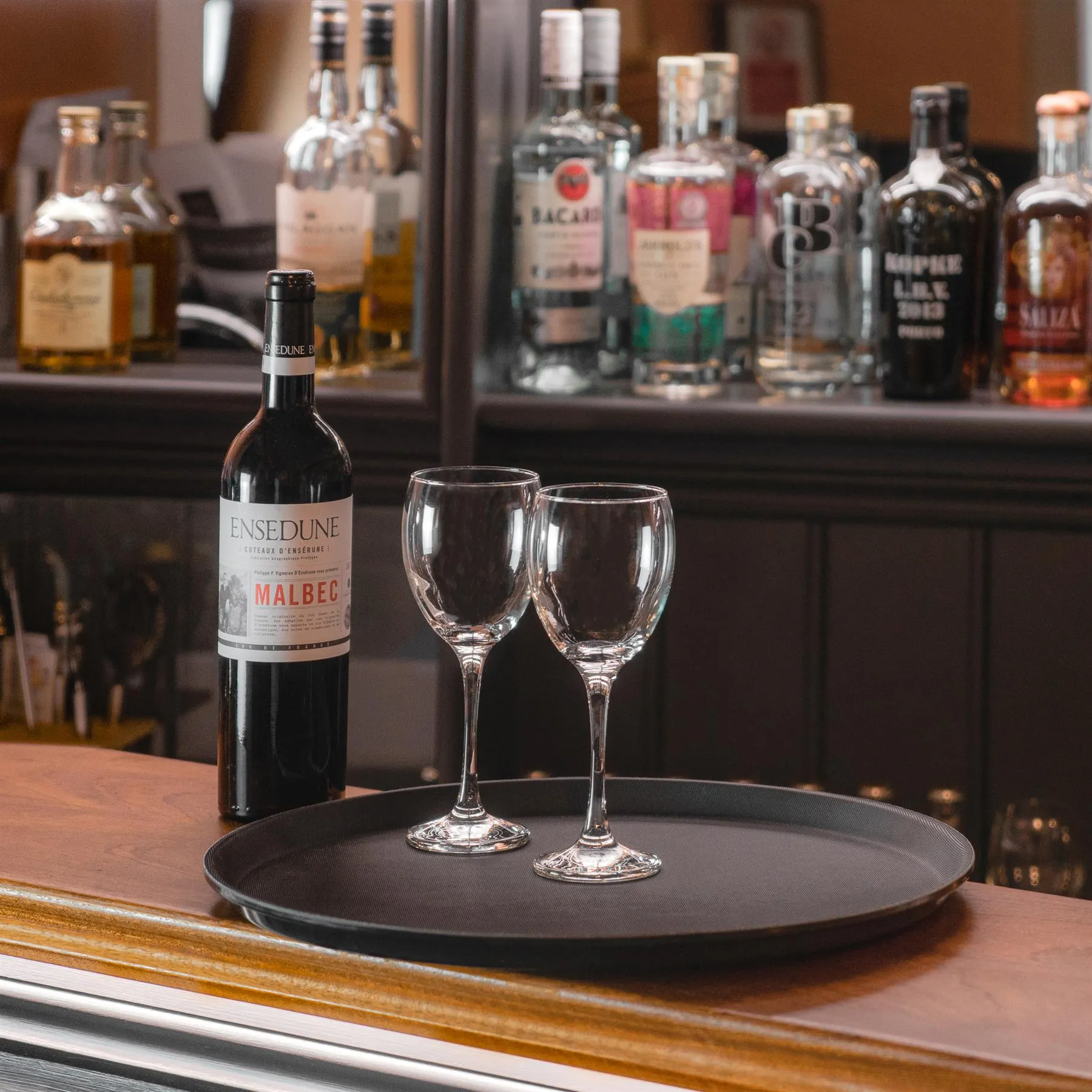 79cm Black Oval Non-Slip Serving Tray - By Argon Tableware