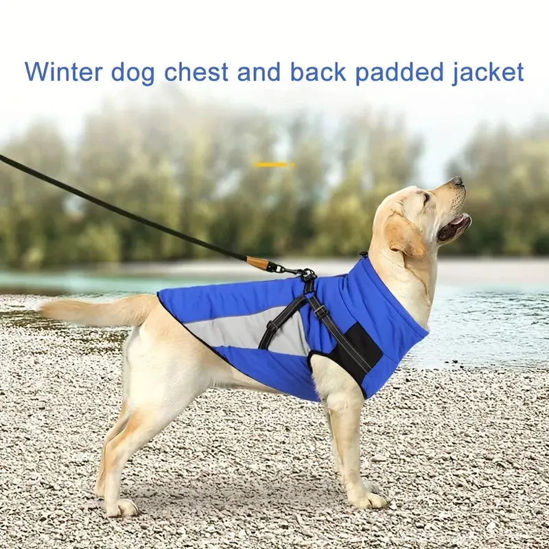 Autumn Winter Dog Jacket with Harness Dogs Reflective Safety Pet Snow Coat