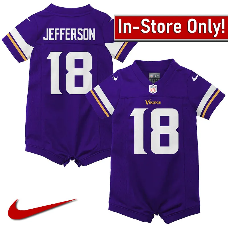 AVAILABLE IN-STORE ONLY! Justin Jefferson Minnesota Vikings Nike Newborn & Infant Purple Game Romper Jersey