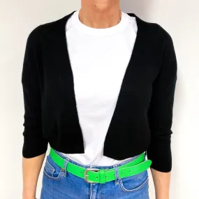 Black Cropped Cashmere Edge to Edge Cardigan Medium