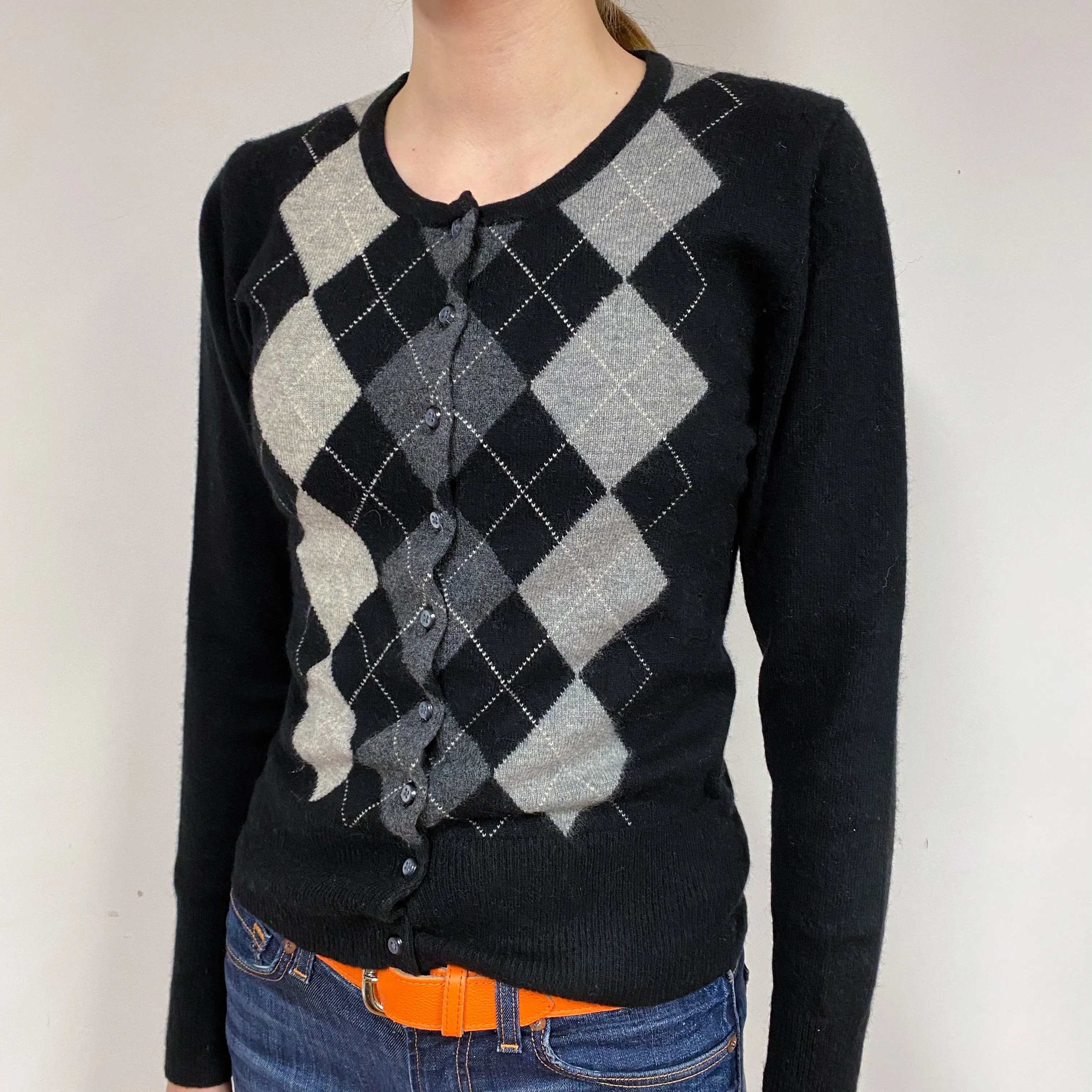 Black Diamond Cashmere Crew Neck Cardigan Extra Small