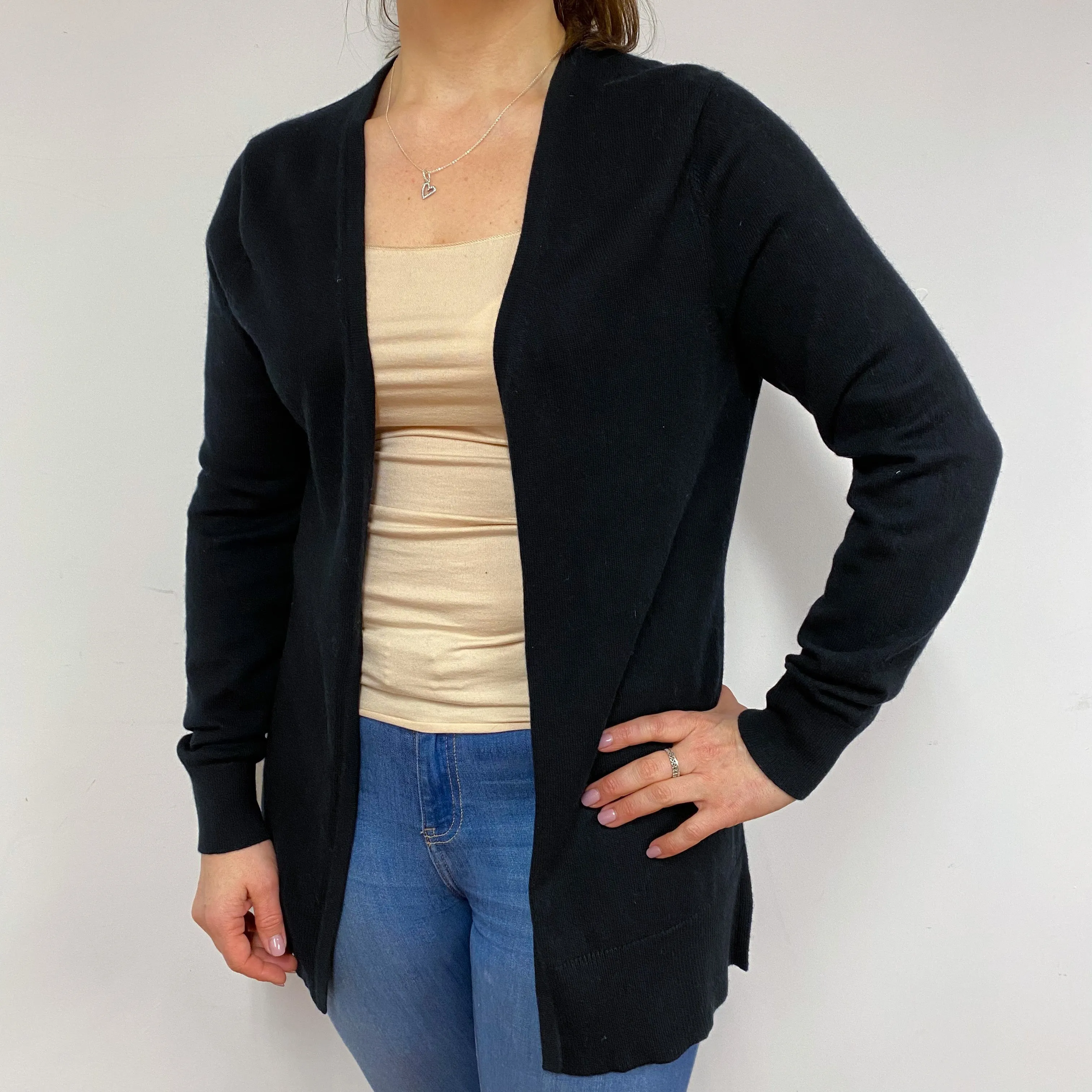 Black Edge to Edge Hooded Cardigan Large