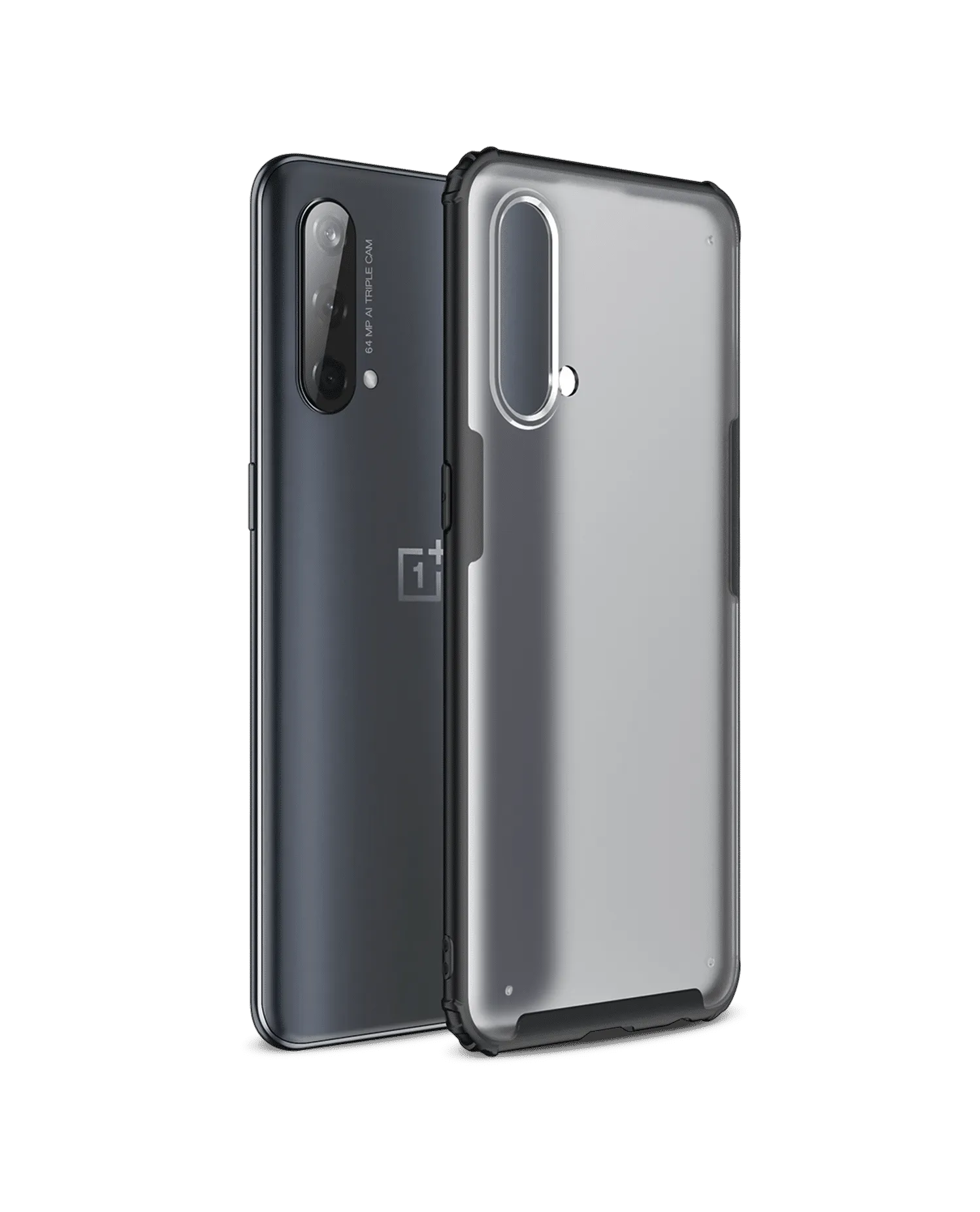 Black Frosted Clear Case Cover For OnePlus Nord CE