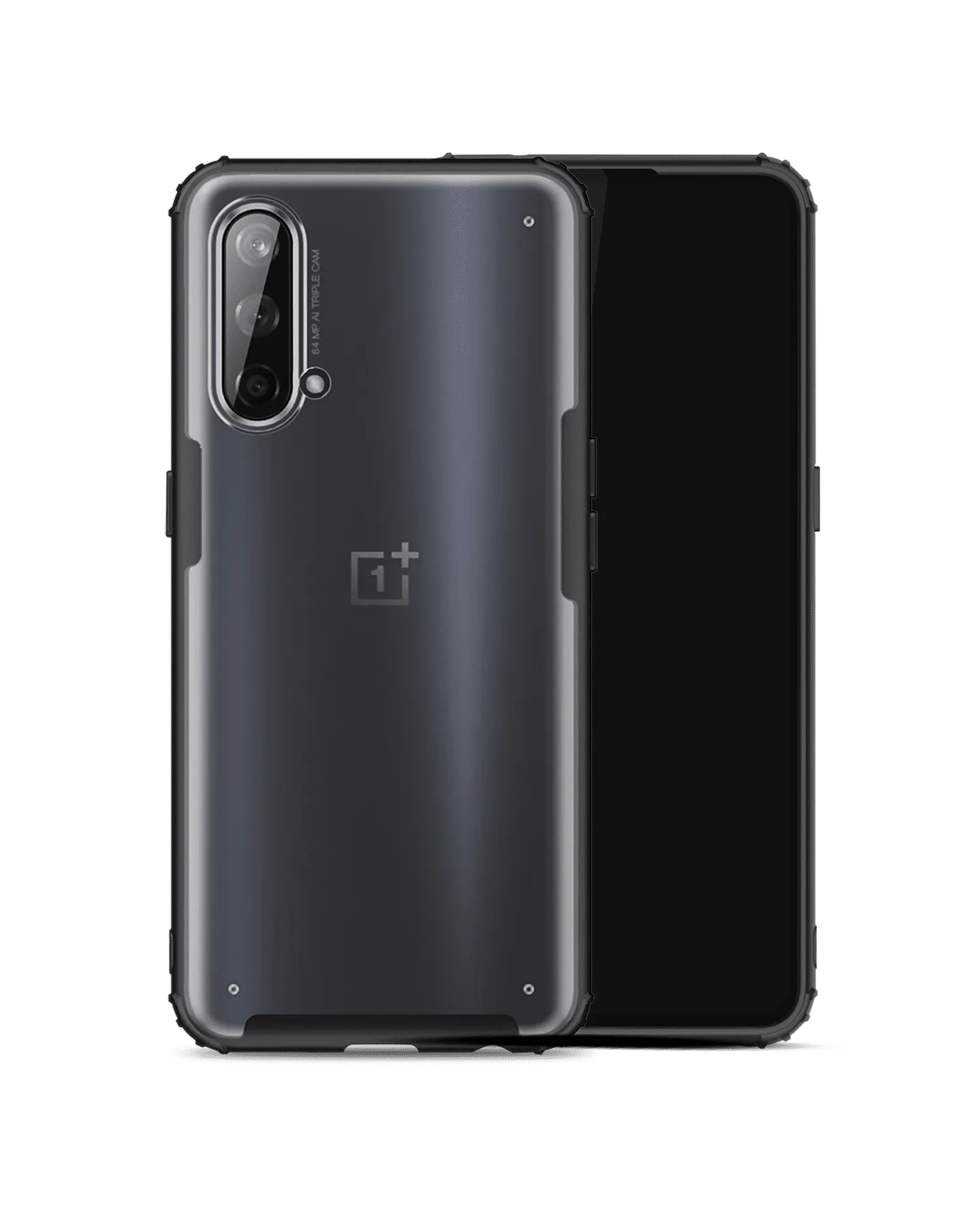Black Frosted Clear Case Cover For OnePlus Nord CE