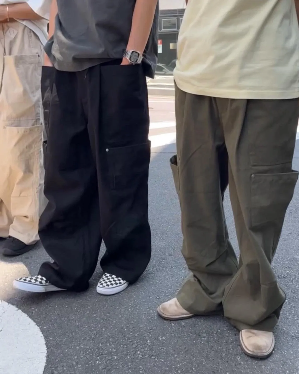 double pocket wide chino pants