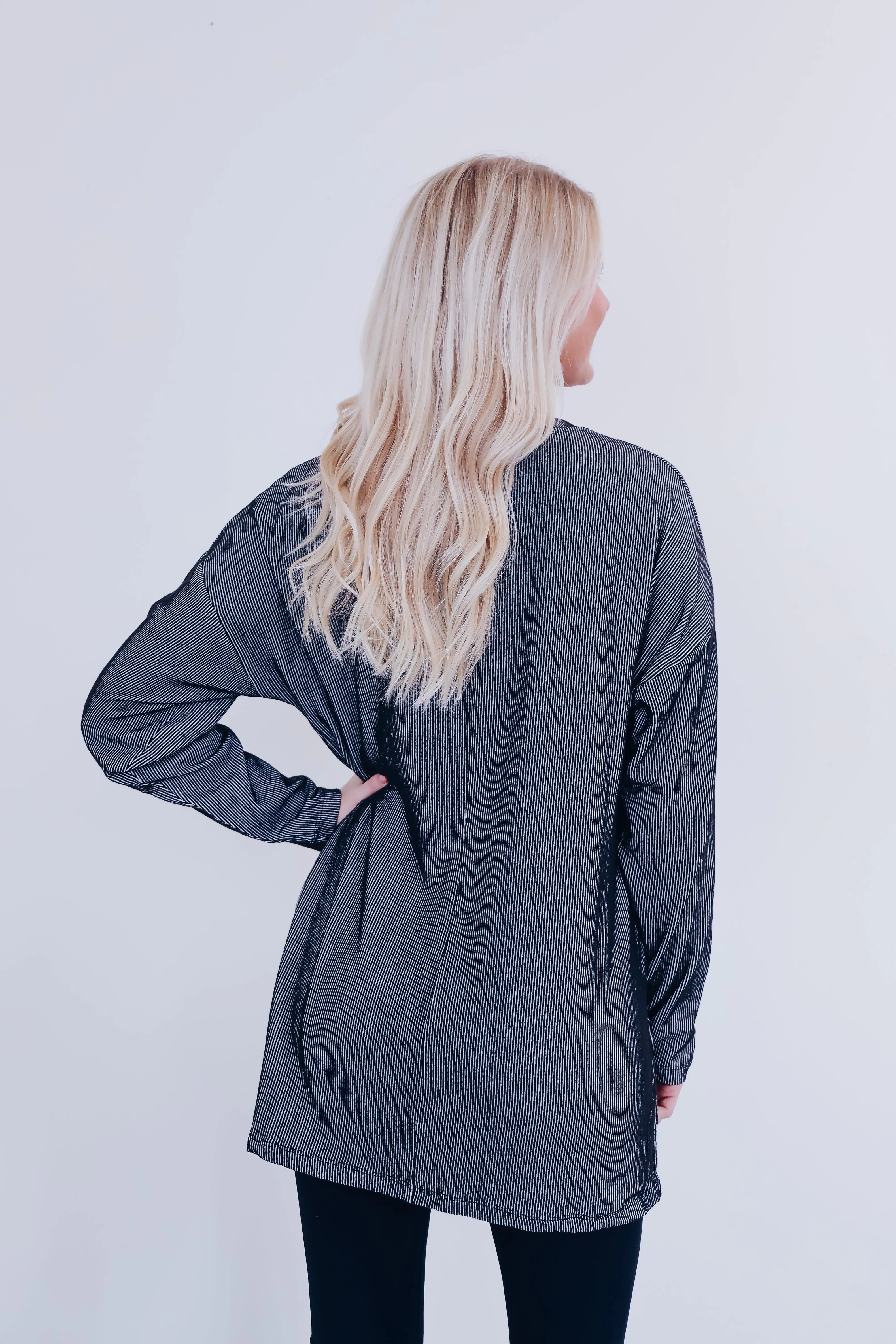 Easy Flow Crew Neck Ribbed Tunic - Black