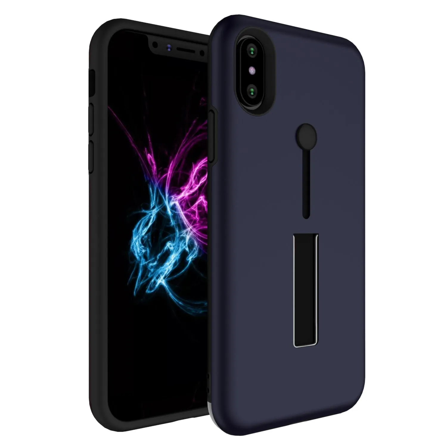 Finger Strap Phone Case for iPhone X Drop-protection Finger Ring Rugged Phone Case with Kickstand Dual Layer Case