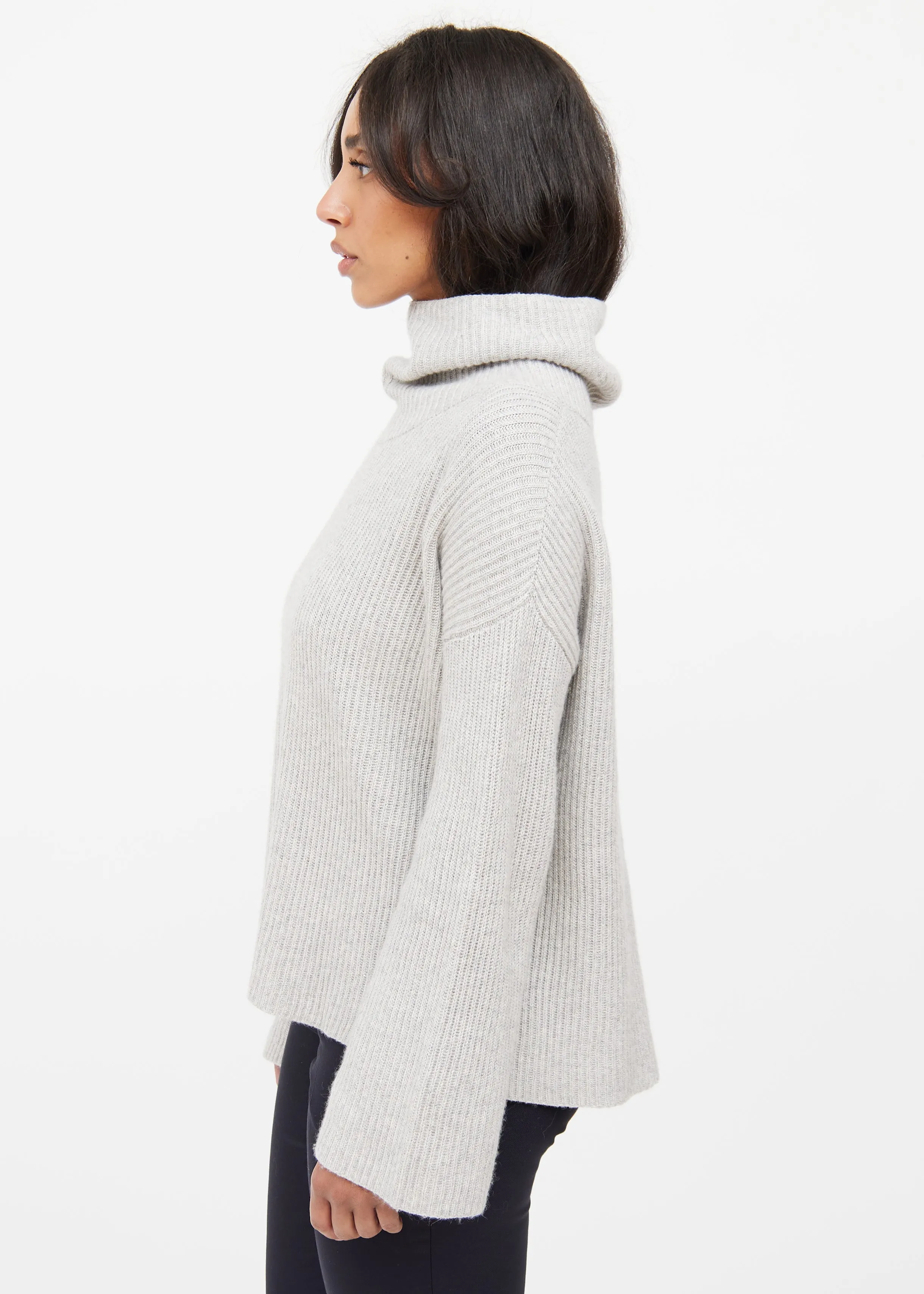 Grey Cashmere & Silk Knit Sweater