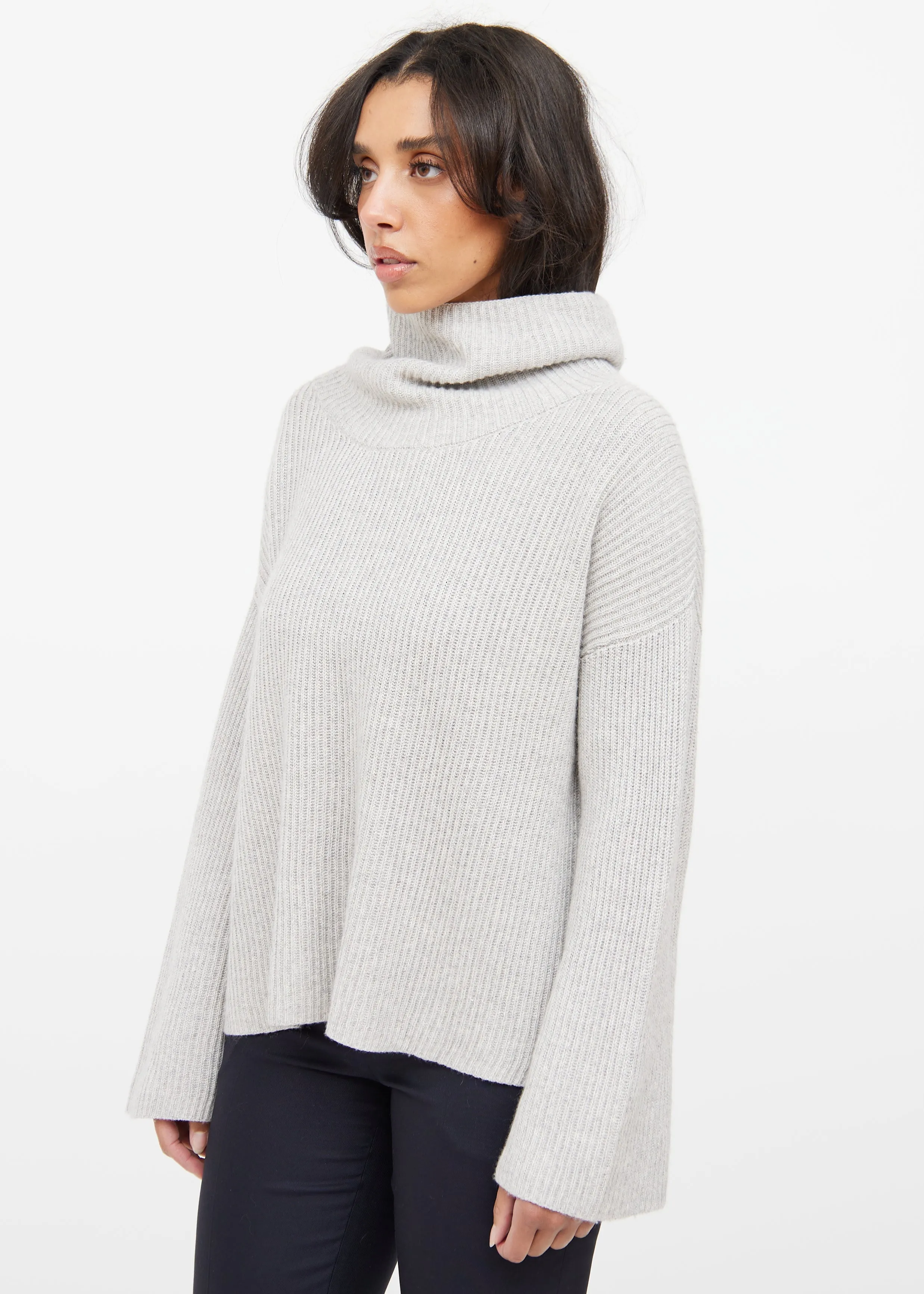 Grey Cashmere & Silk Knit Sweater
