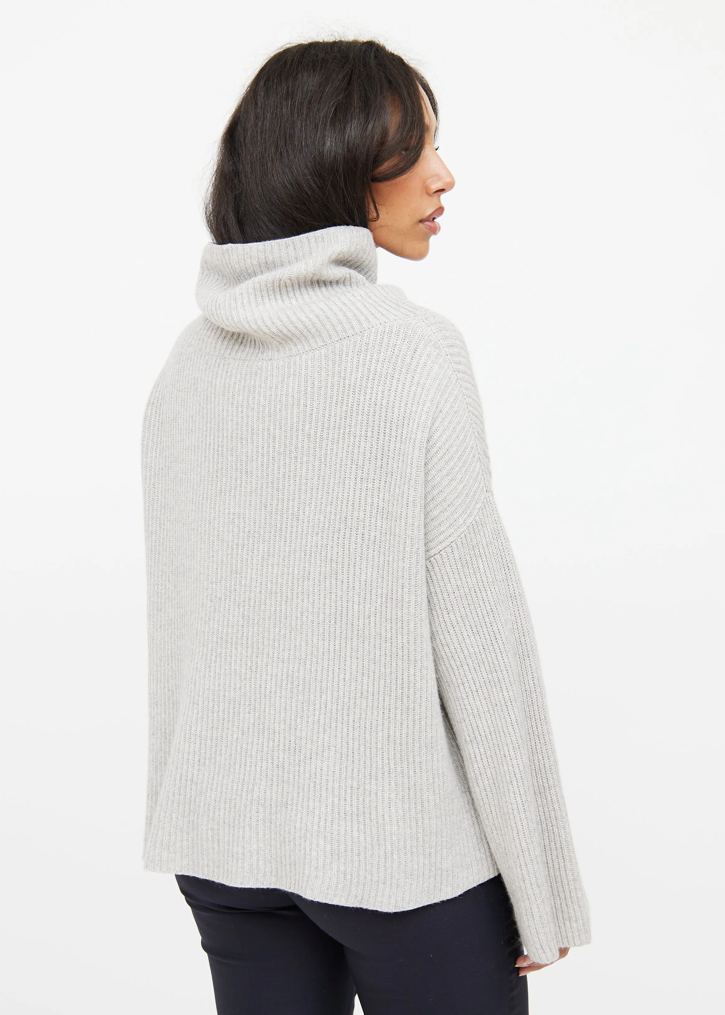 Grey Cashmere & Silk Knit Sweater