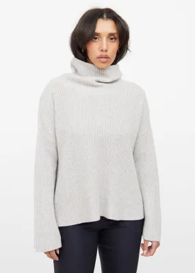 Grey Cashmere & Silk Knit Sweater