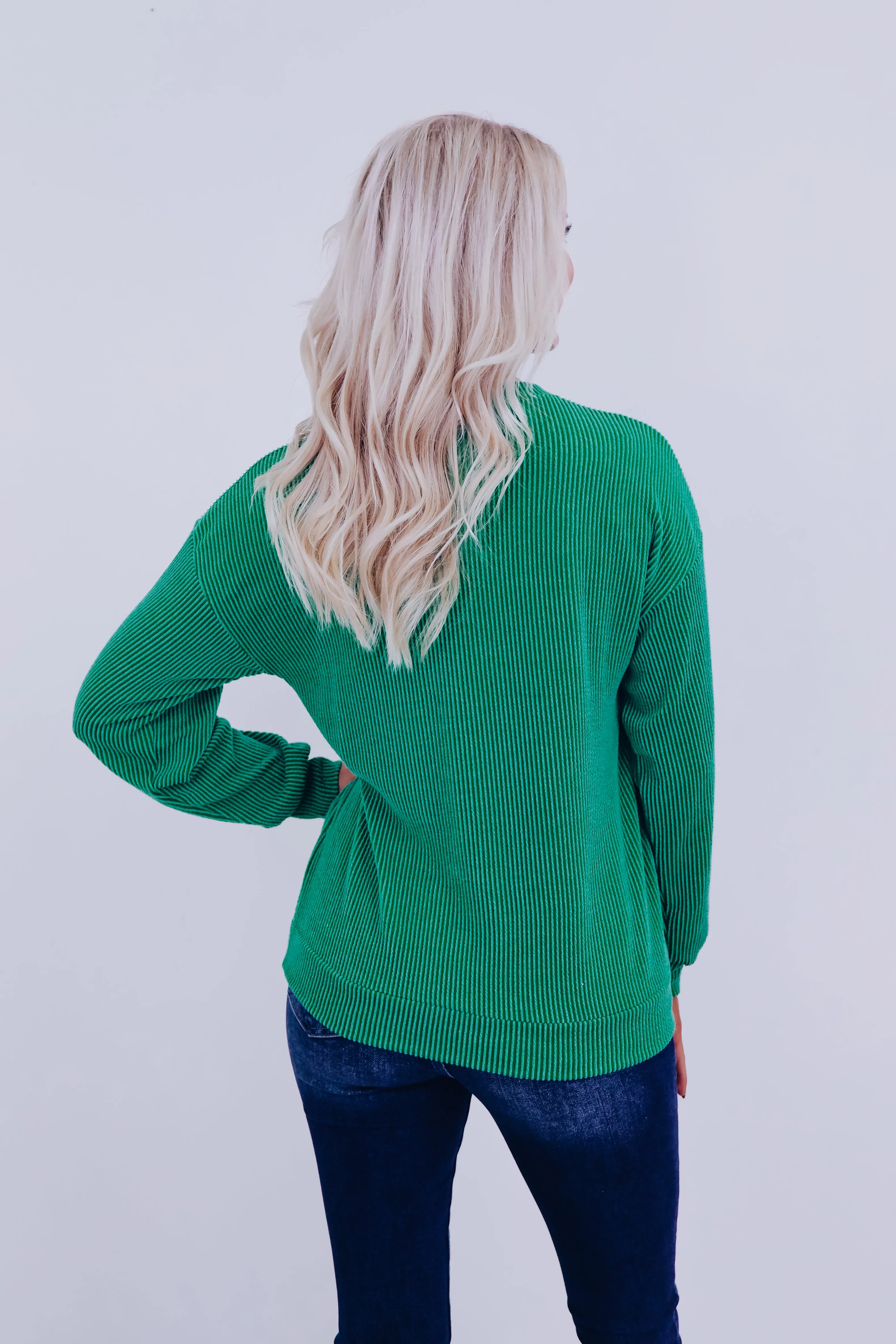 Holiday "Merry" Graphic Long Sleeve Top - Green