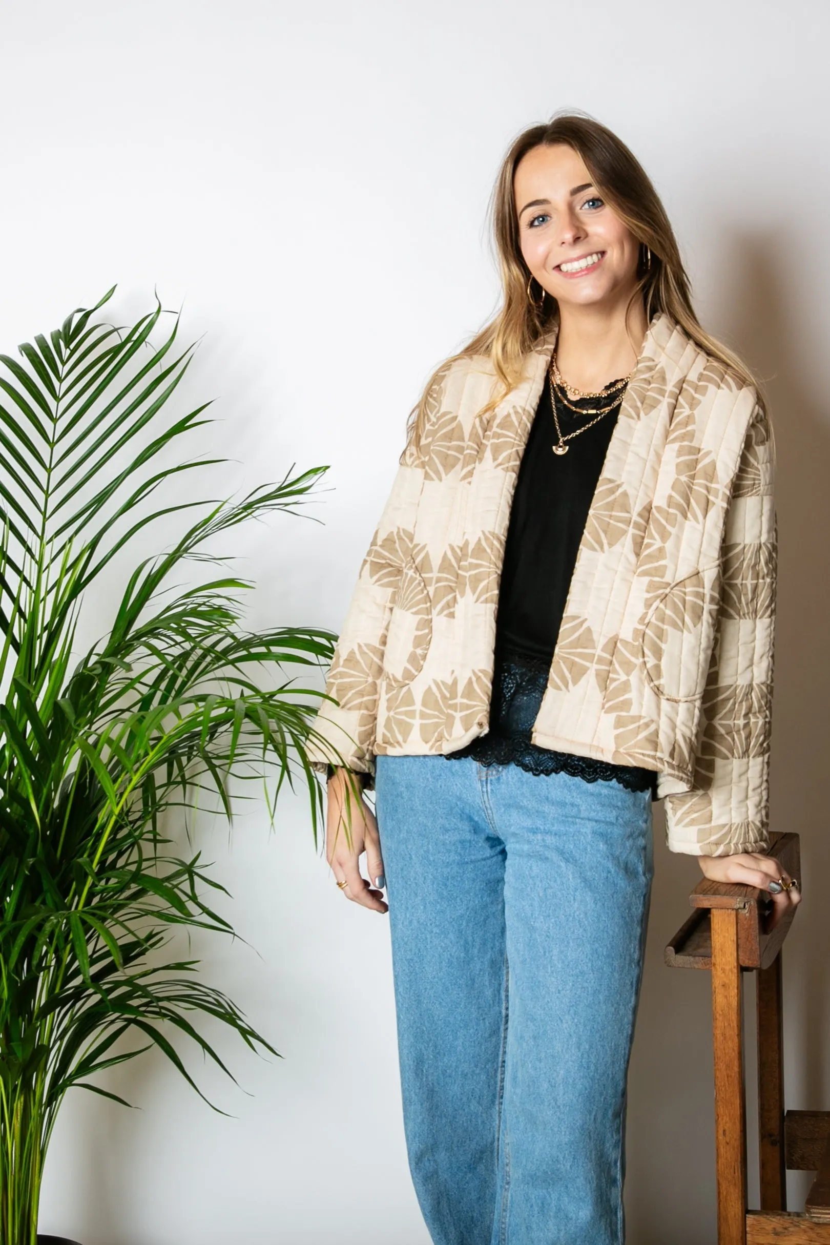 Kimono Pattern Quilted Jacket