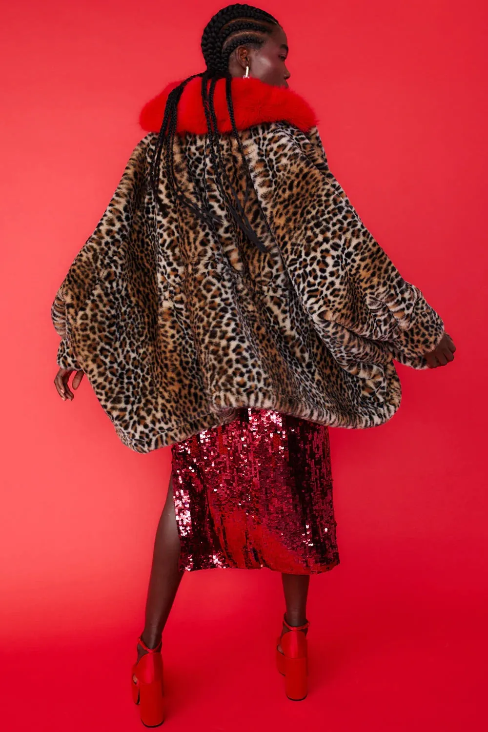 Leopard Faux Swing Coat