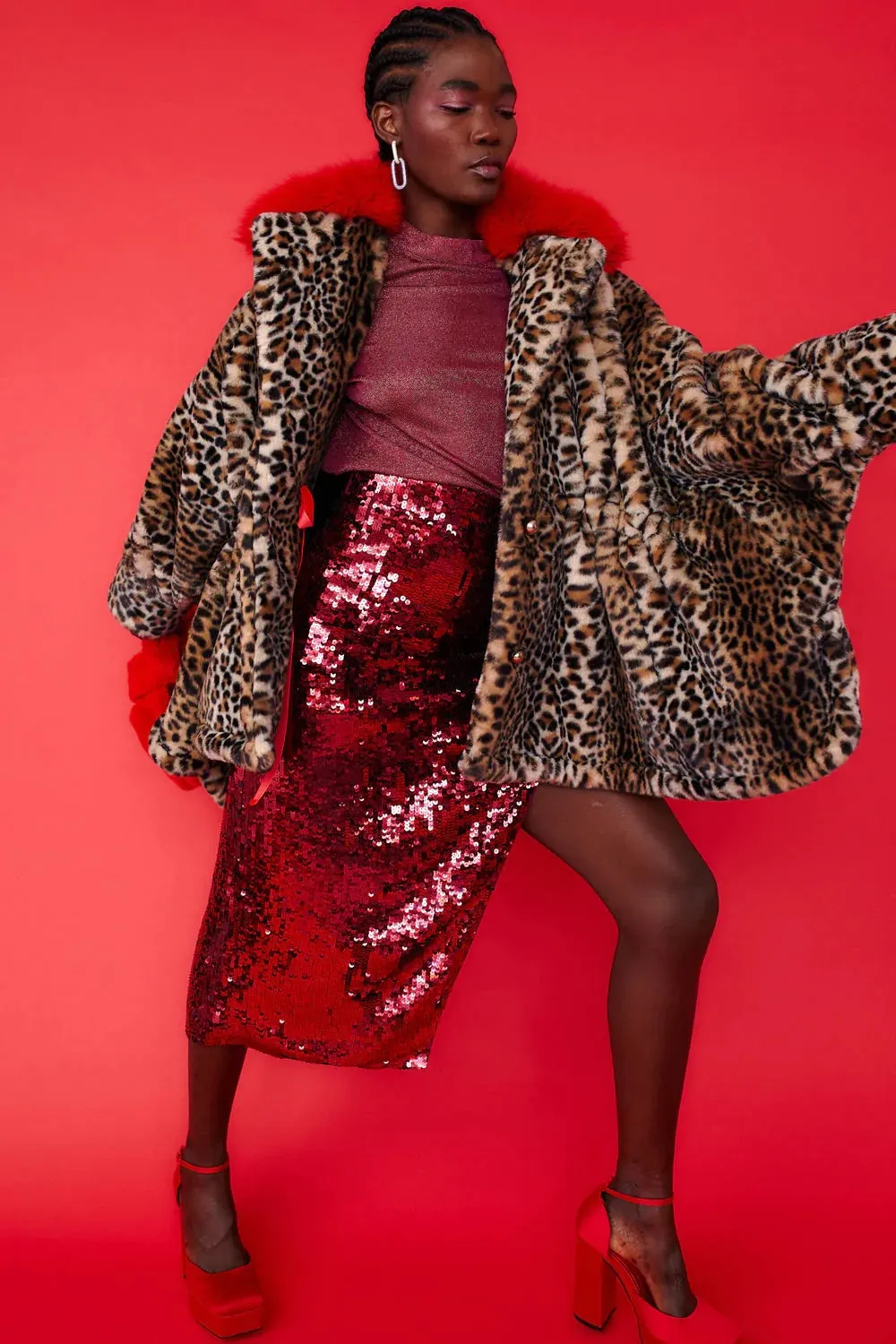 Leopard Faux Swing Coat