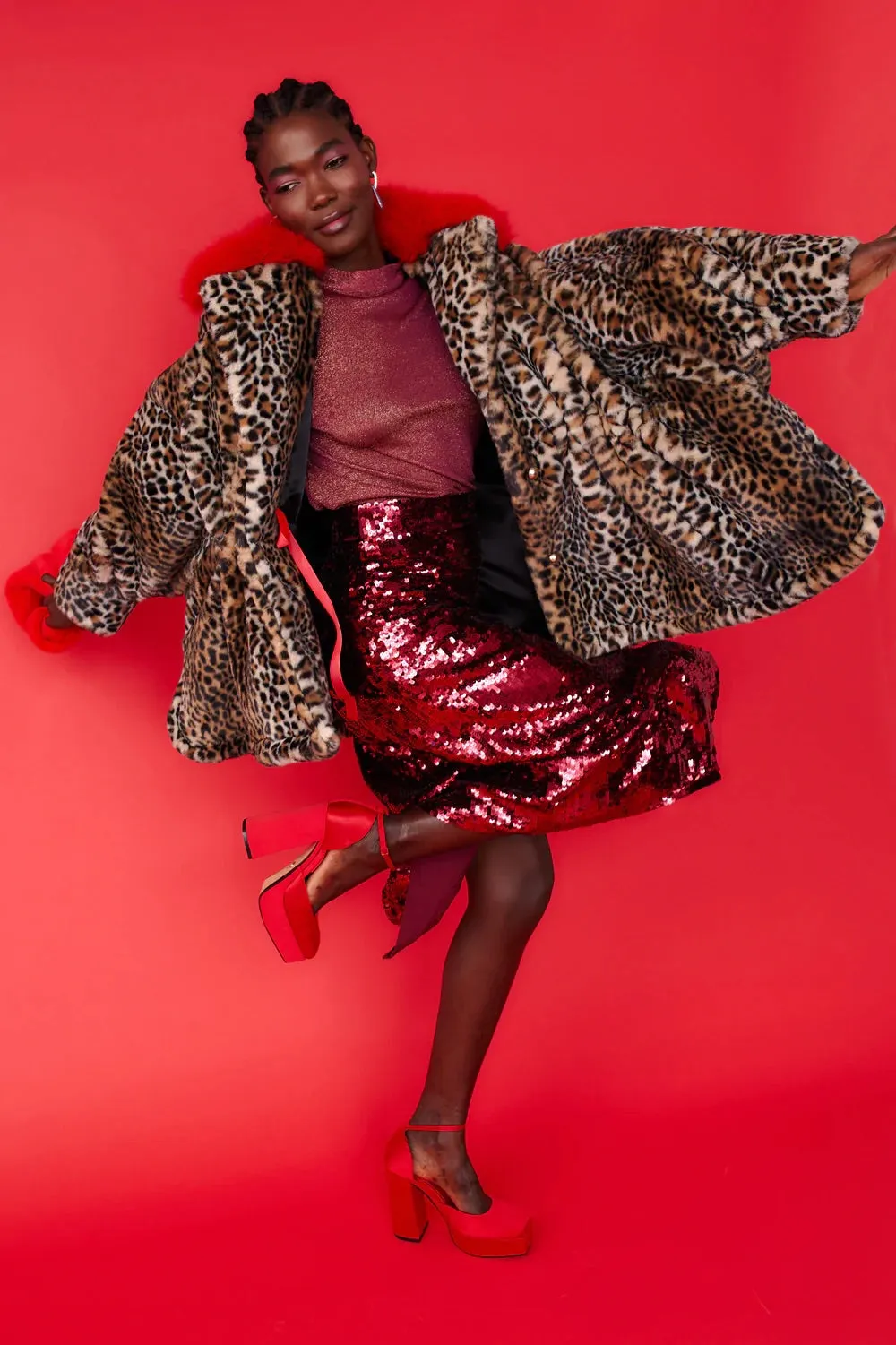 Leopard Faux Swing Coat