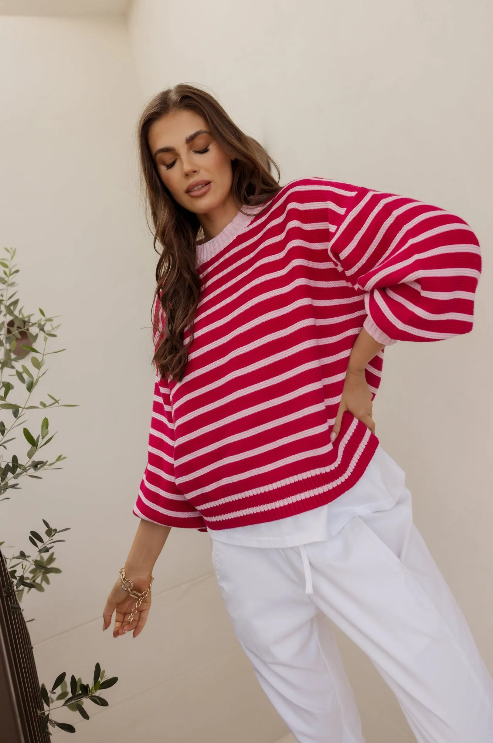 OLIVER Knit Jumper Pink Stripe