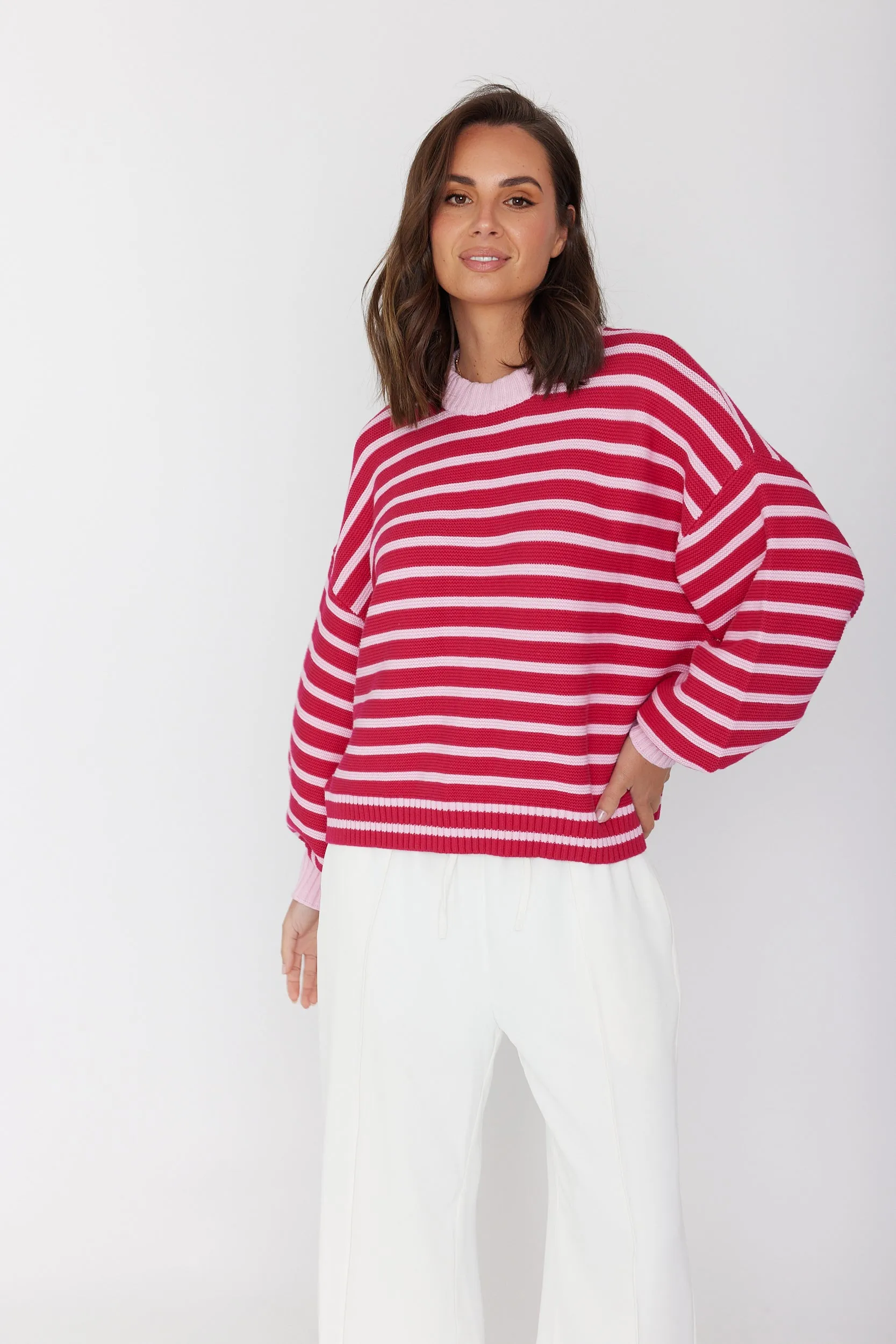 OLIVER Knit Jumper Pink Stripe