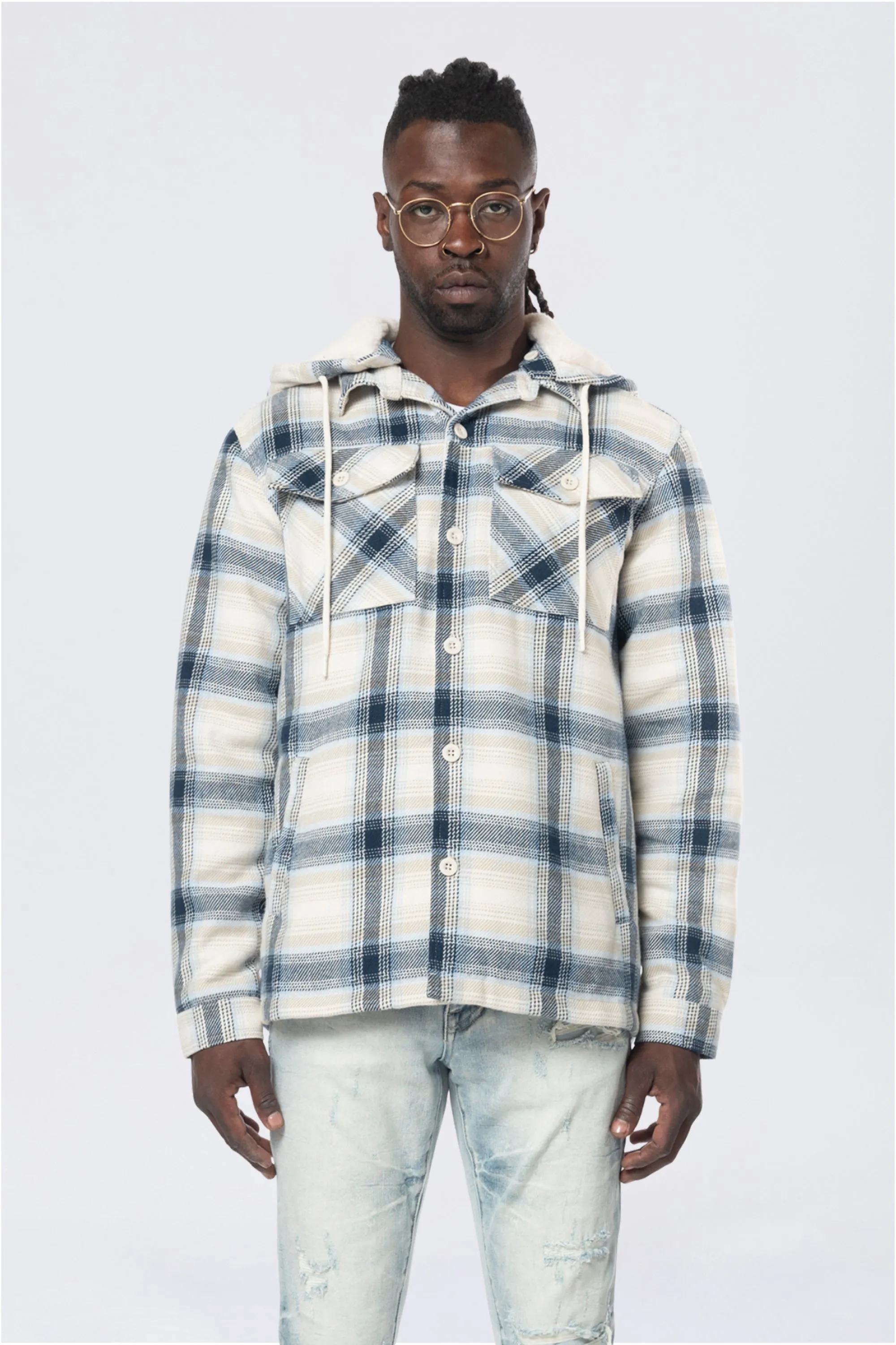 Quilted Shacket With Detachable Hood - Cascade