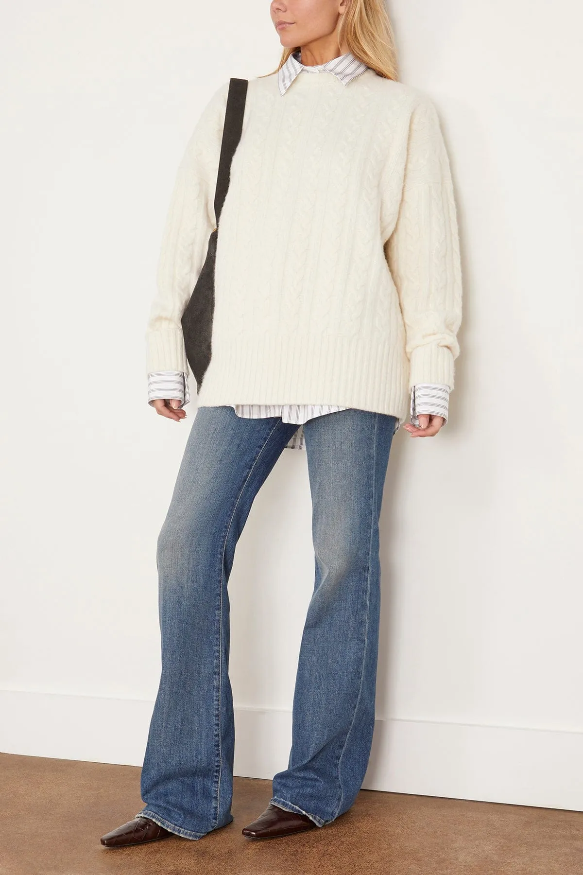 Relaxed Fit Cable Jumper in Off White