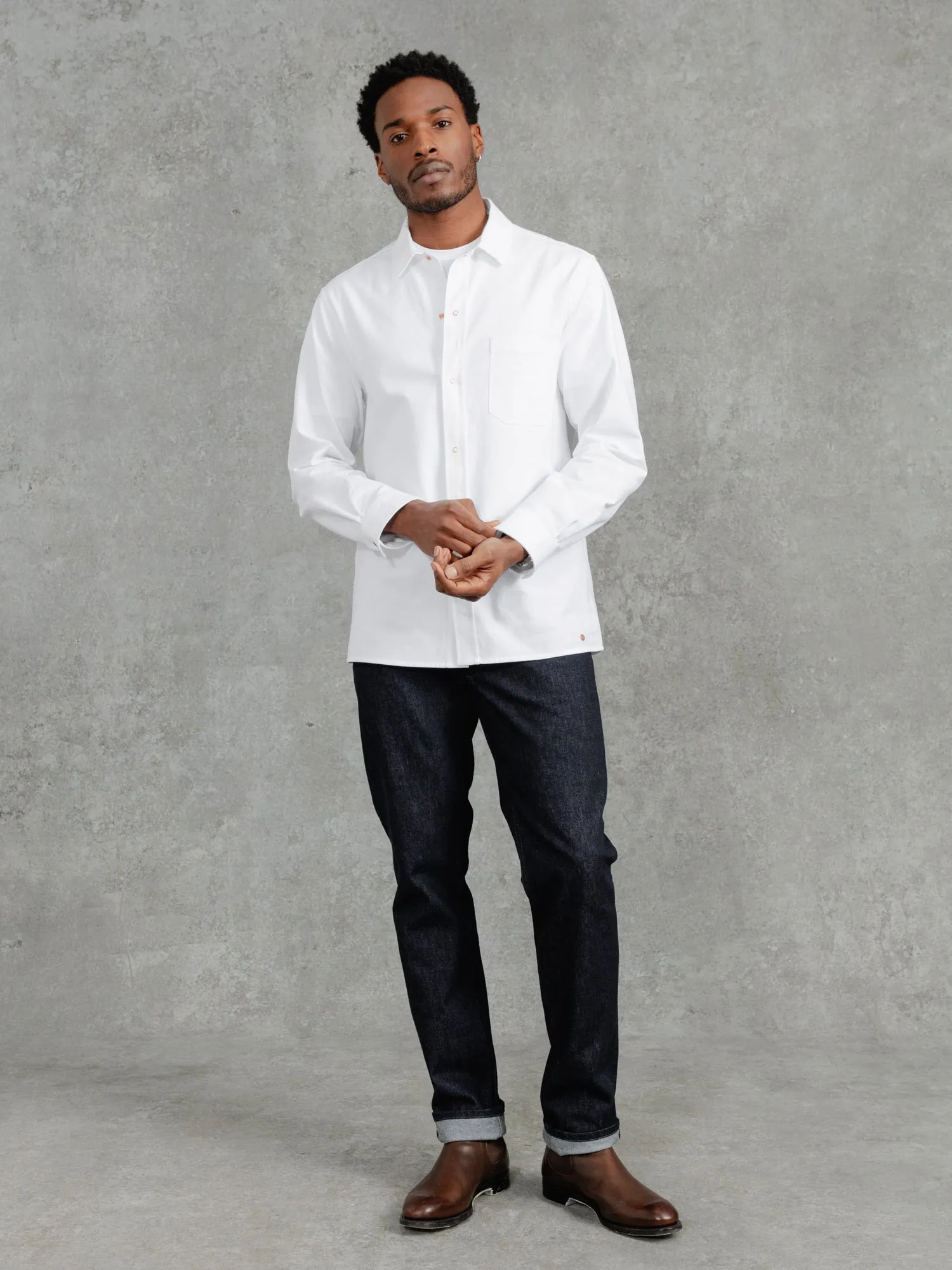 The Cotton Studded Overshirt - Chalk