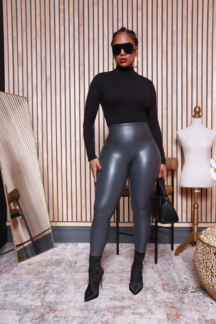 Toss Up Long Sleeve Turtleneck Bodysuit - Black