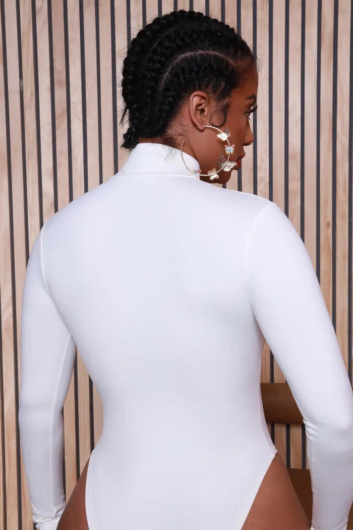 Toss Up Long Sleeve Turtleneck Bodysuit - Ivory