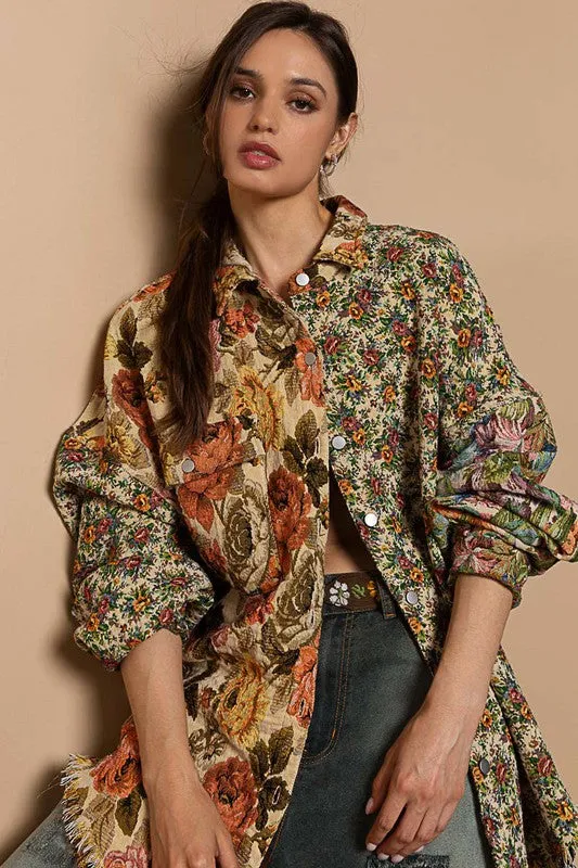 Vintage Floral Button Up Shacket