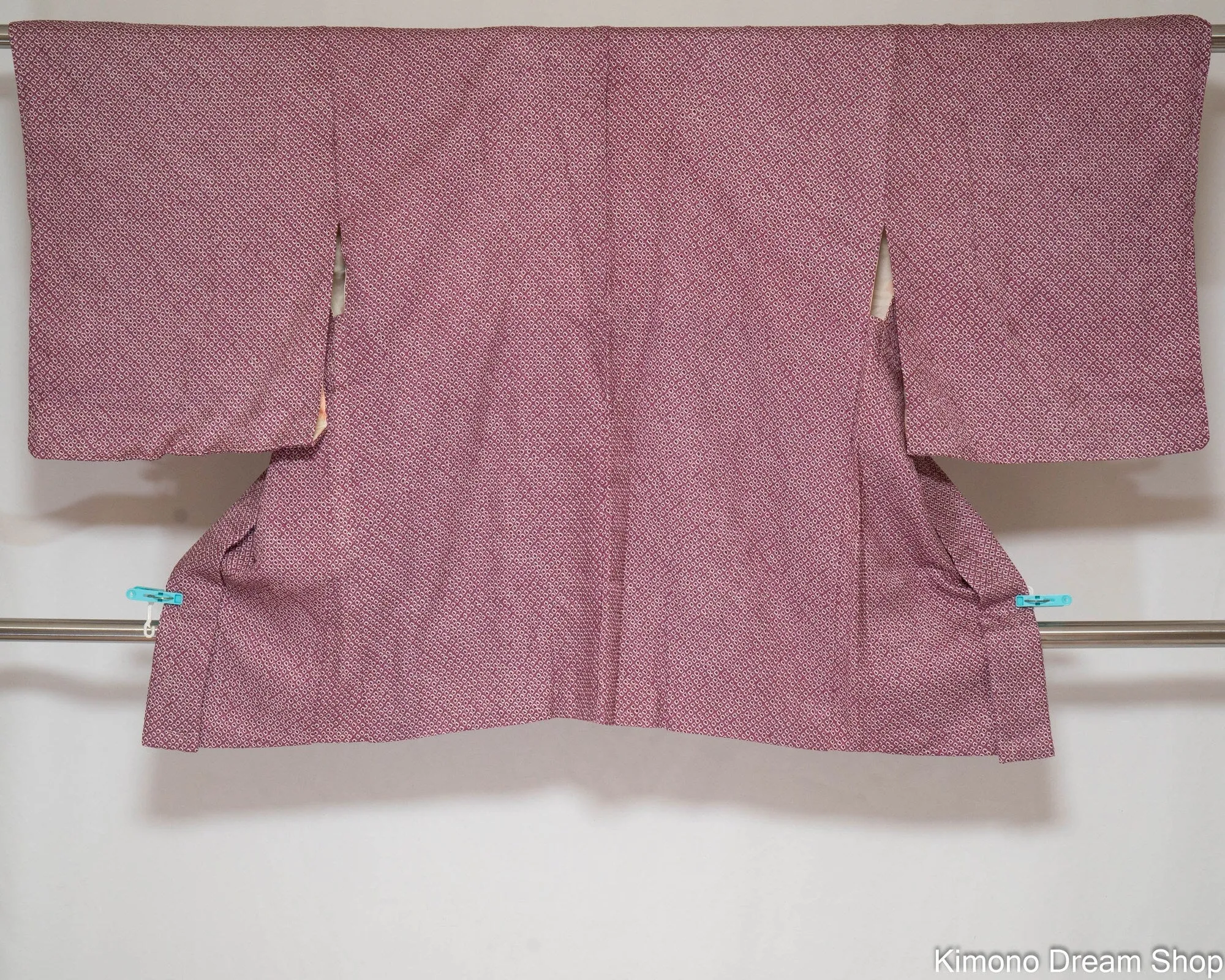 Vintage Purple Silk Women's Haori - Unused Kimono Jacket with Basting Stitches - Genuine Shibori Tie Dye Kanoko Spots - Simple Dots Pattern