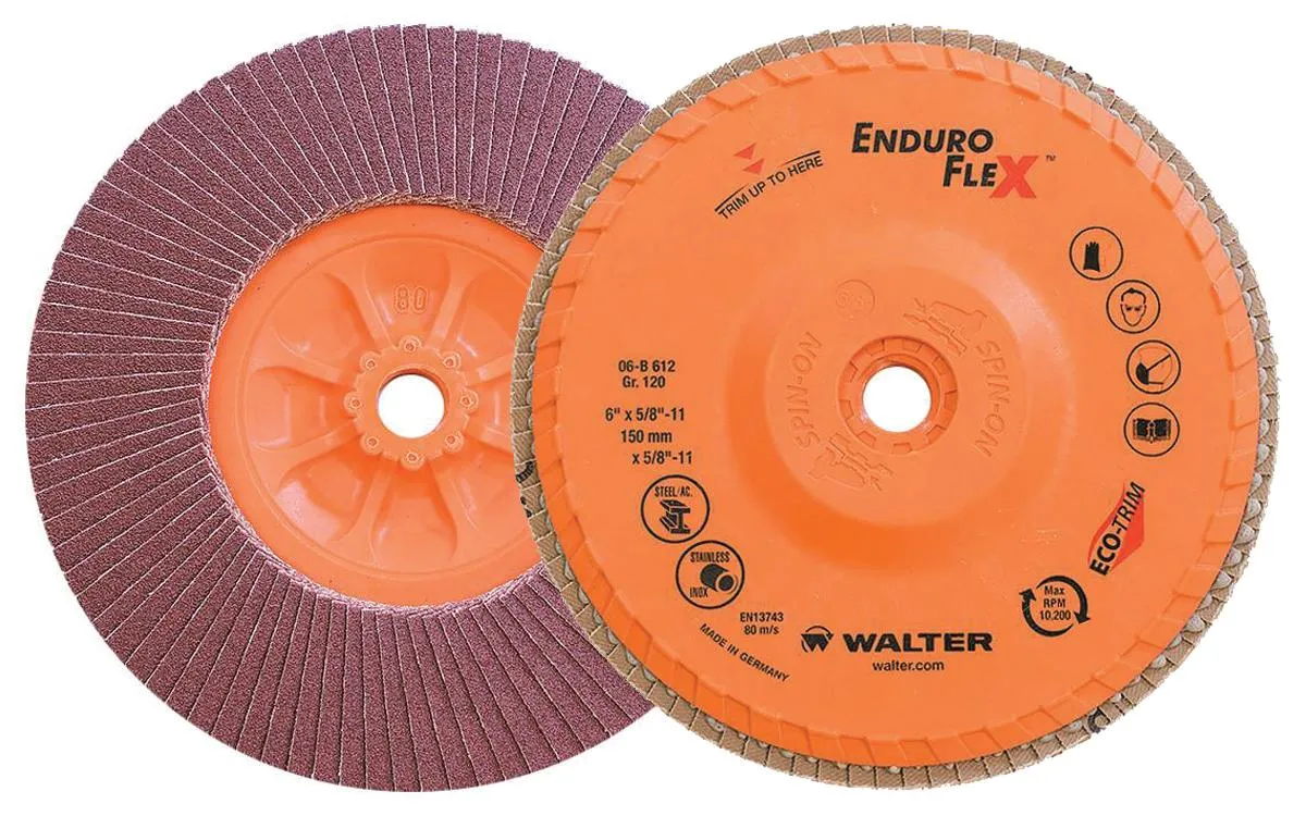 Walter 06B612 6" 120 Grit Spin-On Enduro-Flex Flap Disc