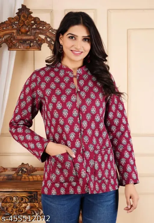 Women's Cotton Quilted Reversible Floral Jacket – Stylish & Comfortable